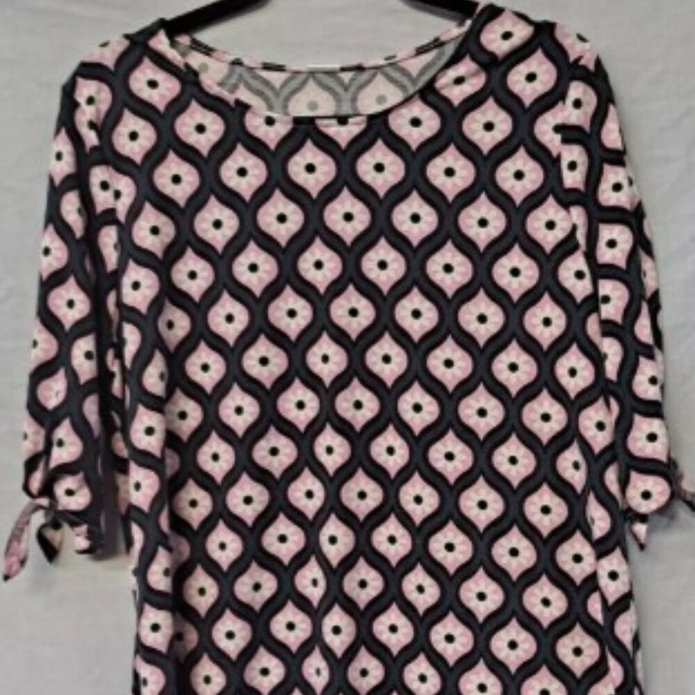West Loop Women's Tunic Top Multicolor Tie Sleeve NWT